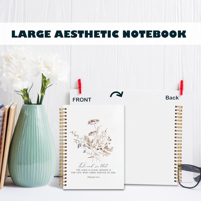 BearCake bible notebooks for note taking,Christian Notebook,Christian Gifts for Women,Taste and See That the Lord is Good Floral spiral bible with note taking space,spiral bible 5.5x8.3 - Image 3
